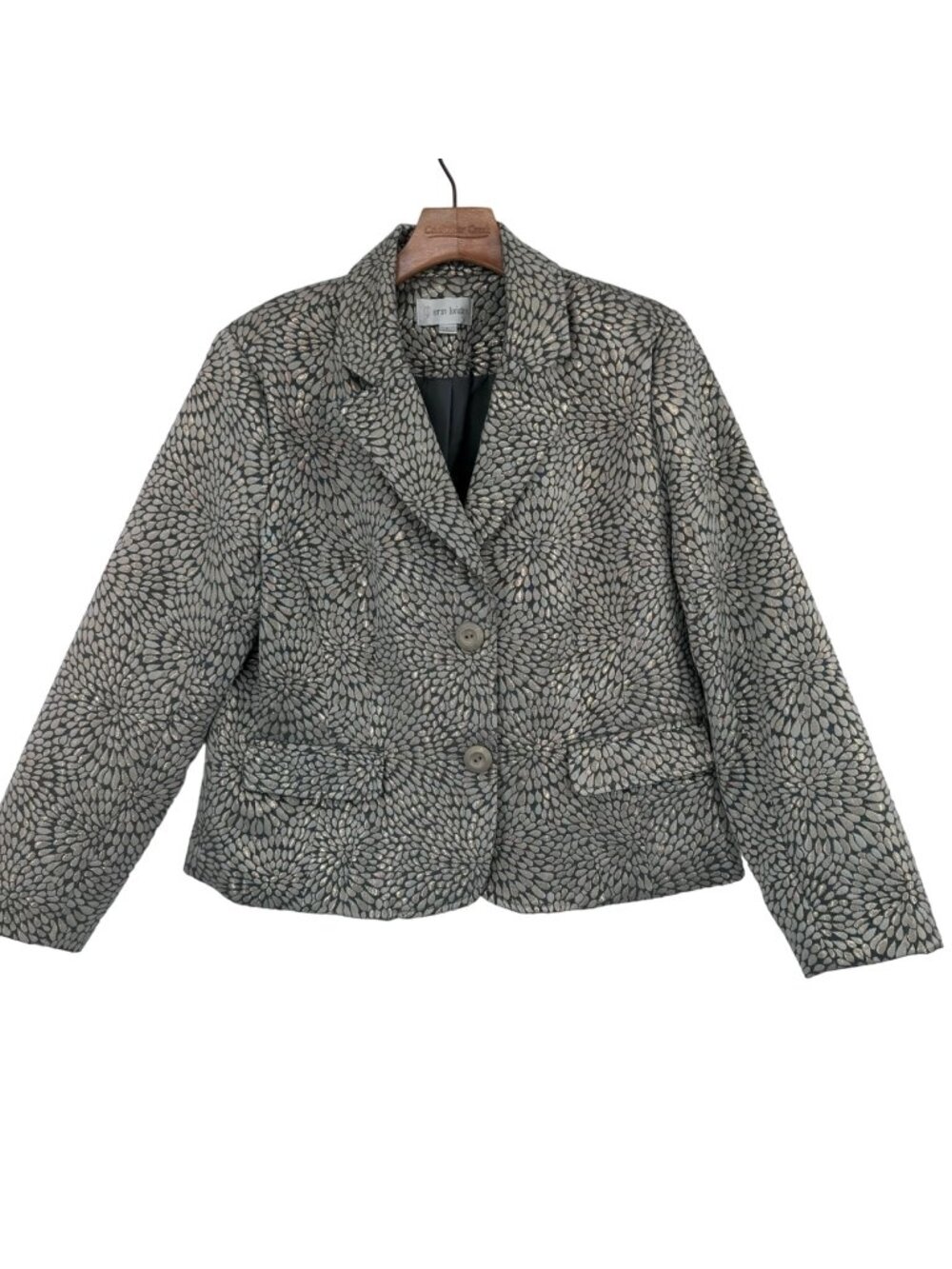 Erin London Womens  Pattern Blazer Jacket gold metallic textured size large
